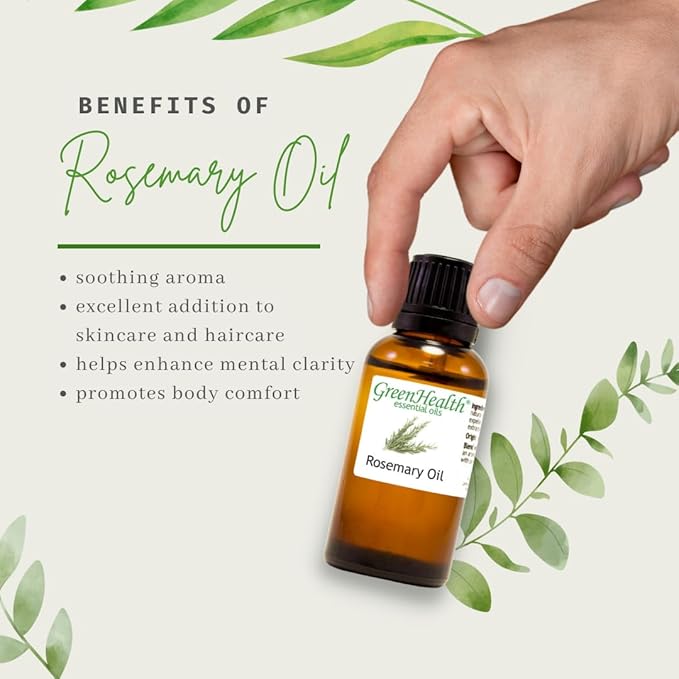 2 Bottles - 16 fl oz Rosemary Essential Oil (100% Pure & Uncut), Aluminum Bottle - GreenHealth - Bloomnest