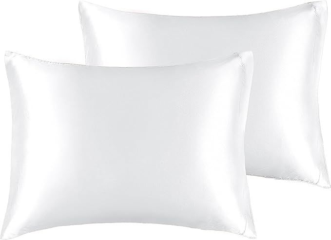 BEDELITE Satin Pillowcase for Hair and Skin, Super Soft and Cooling Similar to Silk Pillow Cases 2 Pack with Envelope Closure, Gift for Women Men(13"x18" Toddler Size, White) - Bloomnest