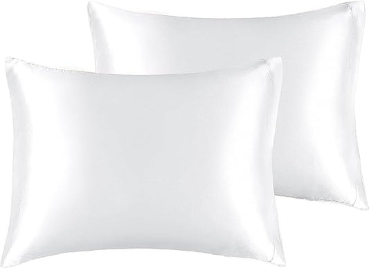 BEDELITE Satin Pillowcase for Hair and Skin, Super Soft and Cooling Similar to Silk Pillow Cases 2 Pack with Envelope Closure, Gift for Women Men(13"x18" Toddler Size, White) - Bloomnest
