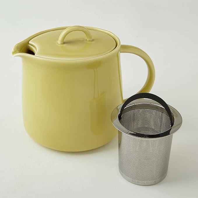 Fourlife 620 Lmc Lemoncello D'Anjou Teapot, Pottery, 19.1 fl oz (591 ml), 3 Cups, Includes Tea Strainer, Microwave and Dishwasher Safe, Yellow, Yellow - Bloomnest