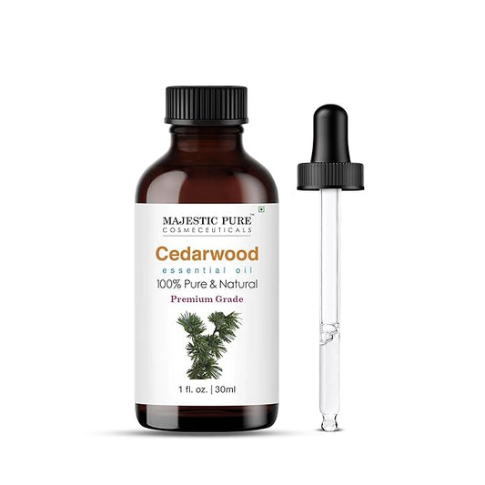 Majestic Pure Cedarwood Essential Oil with Glass Dropper - 1 Fl Oz - 100% Pure and Natural Cedarwood Oil - Premium Grade Essential Oils for Diffuser, Aromatherapy, Soap and Candle Making - Bloomnest