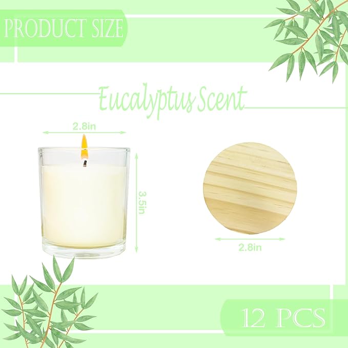 12 Pcs 6 Oz Mini Soy Candles,Eucalyptus Scented Bulk Candle Set,Aromatherapy Candle,Great Stress Relieving Scented Candles for Girls as a Gift for Birthdays, Weddings Party Favors! - Bloomnest