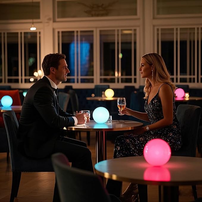LED Ball Light, 6-inch Glowing Orb Light, Rechargeable Globe Lamp, Dimmable Mood Light W/Remote, Waterproof Ambient Lighting Lamp for Desk Bedroom Bathroom Patio - Bloomnest