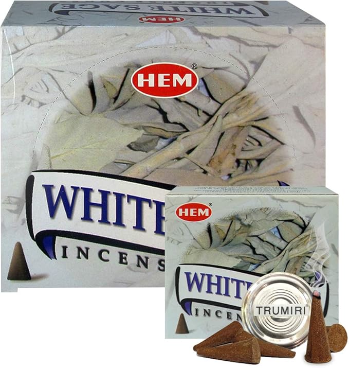 White Sage Incense Cones and Cone Incense Burner Bundle Insence Insense Hem Incense TRUMIRI