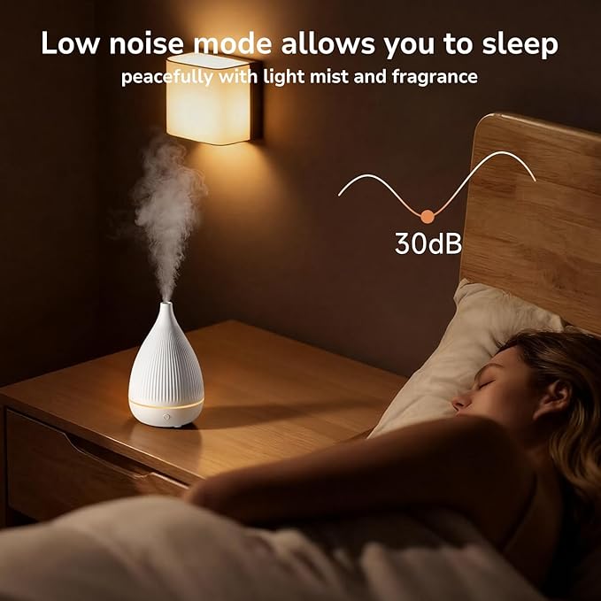 Ultrasonic Essential Oil Diffuser, Home Fragrance Aroma Diffuser with Auto Shut-Off, Color Change Night Light & Ultra-Quiet Operation, BPA-Free Portable Aromatherapy Humidifier for Home (White-2) - Bloomnest