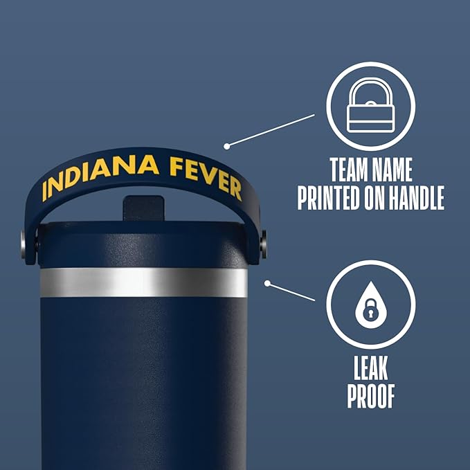 Hydrapeak x WNBA Officially Licensed Indiana Fever 32 oz Nomad Tumbler with Handle and Straw Lid, Leakproof Stainless Steel Water Bottle - Bloomnest