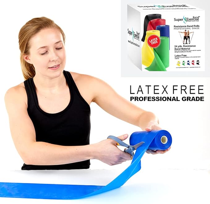 Resistance Band for Working Out - 8,16,24 Yard Resistance Bands Bulk Rolls - 10 Strengths in Light Medium and Heavy Exercise Bands - Latex Free Workout Bands Including iPhone App and e-Book - Bloomnest