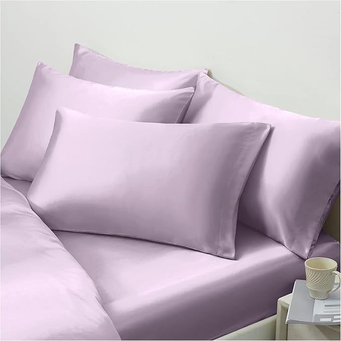 Mulberry Silk Pillowcase King Size Lavender Luxury Made in USA, Premium Silk Pillow Cases Purple for Hair and Face, Real 22 Momme, Anti Aging, 1 Pc 20"x36" (King, Purple) - Bloomnest