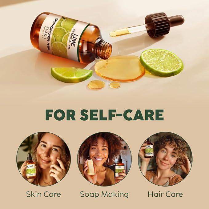 KUKKA Lime Essential Oils - 4 Fl Oz - for Hair, Skin, Diffuser, Aromatherapy & DIY Soap Making Scent - Bloomnest