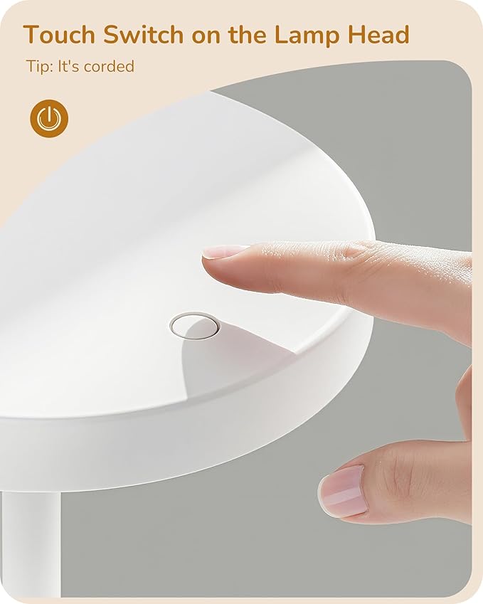 EDISHINE LED Table Lamp with 2 Adjustable Height, 5%-100% Dimmable & 3 Color Temperature, Touch Control, Modern Desk Lamp for Office, Reading, White - Bloomnest