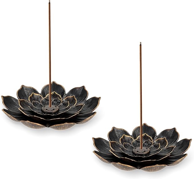 2 Pcs Lotus Incense Holder Lotus Incense Stick Holder Burner for Home Fragrance Yoga Sauna SPA Vintage Flower Shaped Multihole Holders for Stick 3.5× 3.5 Inches Women Festival Gifts - Bloomnest