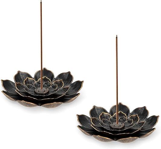 2 Pcs Lotus Incense Holder Lotus Incense Stick Holder Burner for Home Fragrance Yoga Sauna SPA Vintage Flower Shaped Multihole Holders for Stick 3.5× 3.5 Inches Women Festival Gifts - Bloomnest