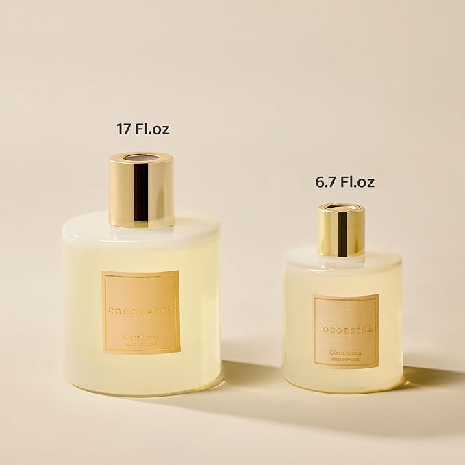 COCORRÍNA Reed Diffuser - Clean Linen 17 Fl.oz Reed Diffuser with 8 Sticks Scented Diffuser with Preserved Flowers for Bathroom Home Decor - Bloomnest