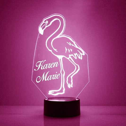 Flamingo Custom 3D Illusion Lamp with Remote | LED Night Light with Personalized Name, Logo, Image, Design | 4 Modes, 16 Light Colors | USB or Battery Power | Made in The USA - Bloomnest
