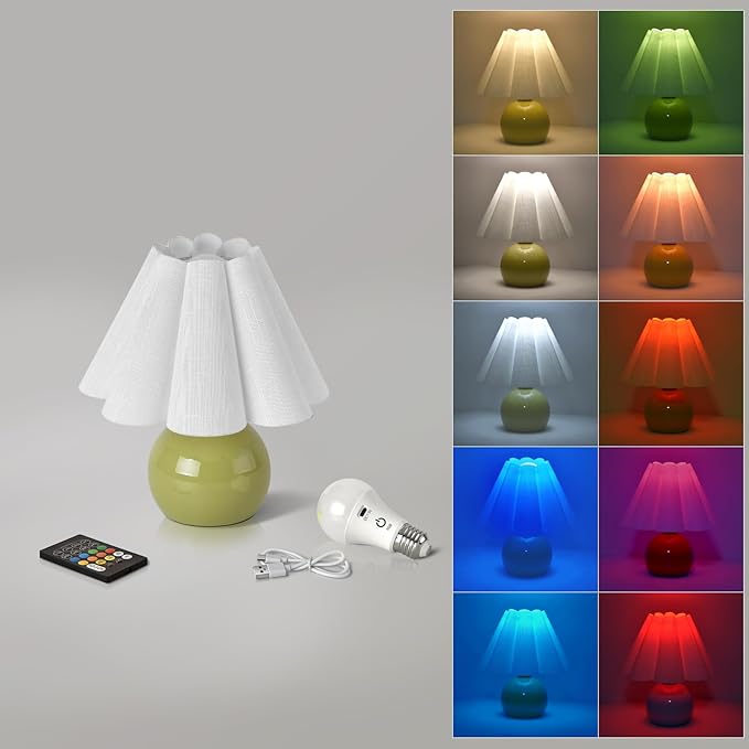 Rechargeable Crodless Small Table Lamp, Battery Operated Remote Control LIght Blue Mini Cute Table Lamps for Bedroom Nightstand, Cute Small Table Lamp for Small Spaces for Kitchen Counter, Bookshelf - Bloomnest