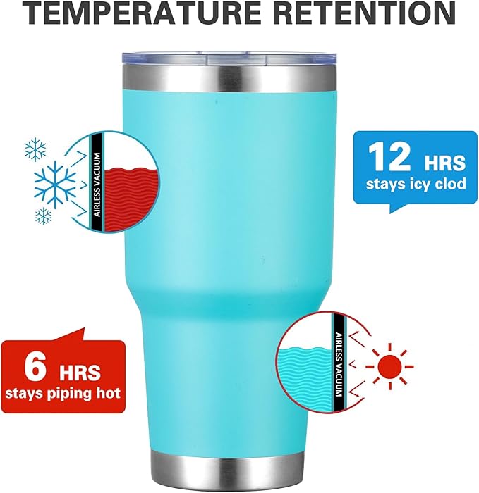 MEWAY 30oz Tumbler Double Wall Vacuum Insulated Travel Mug, Stainless Steel Tumbler with Lid, Durable Powder Coated Insulated Coffee Cup for Cold & Hot Drinks (Lake Blue,1 PACK) - Bloomnest