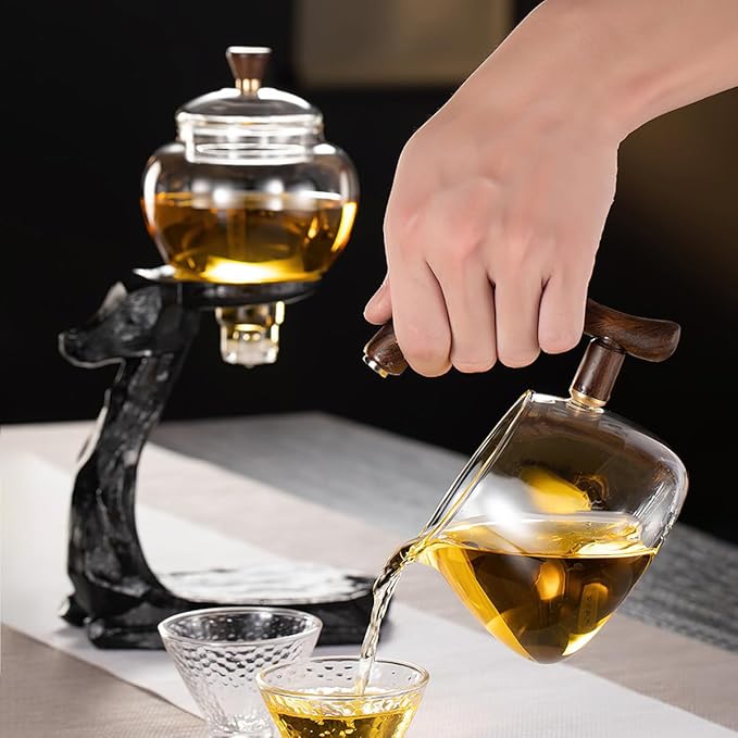 Semi Automatic Tea Set, Lazy Kungfu Tea Set, Lazy Kung Fu Drip Teapot, Magnetic Tea Pot With Magnetic Ball, Heat Resistant Gongfu Glass Teapot Set, Gift For Fathers Day, Thanksgiving Birthdays - Bloomnest
