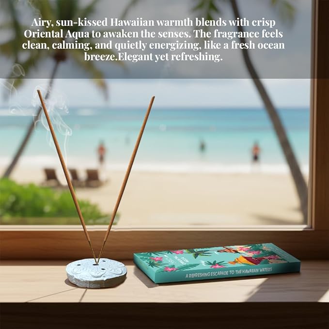 Folkulture Incense Sticks with Holder (100 Sticks)| Premium Summer Scents Incents Stick For Aromatherapy, Relaxation | No Charcoal,Organic,Non Toxic, 45 Mins Slow Burning Insence-Sticks|Hawai Inspired