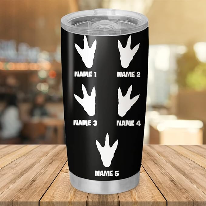 Custom DaddySaurus Gifts For Dad From Daughter, Son, Kids Personalized Tumbler Cup Father's Day Gift, Gift For Dad, Father, Papa, Grandpa 20oz Insulated Coffee/Tea Tumbler with Lid - Bloomnest
