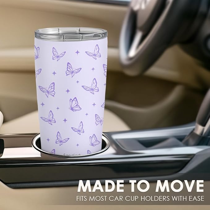 SANDJEST Butterfly Tumbler 20oz, Stainless Steel Travel Cup with Lid, Insulated Coffee Mug, Butterfly Gifts for Women Girls Friends Sisters on Birthday Christmas - Bloomnest