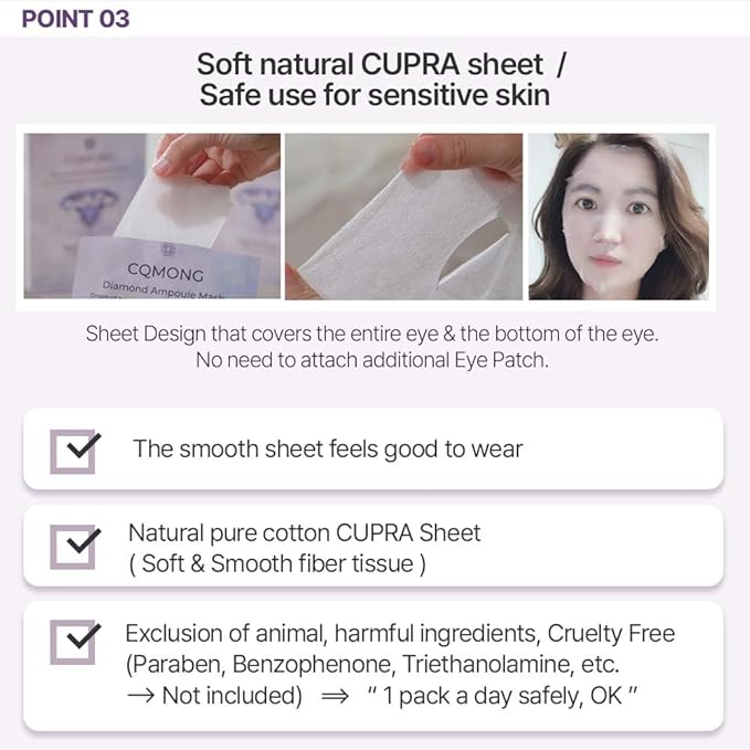 Diamond Ampoule Sheet Mask (30g x 10pcs), Korean Face Facial Masks, Glossy & Elastic Skin, Hydrating, Soothing, Nourishing, Collagen & Hyaluronic Acid, Smooth Sheet - Bloomnest