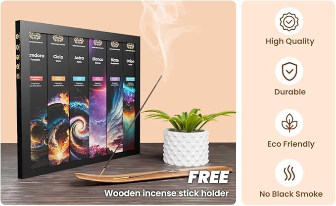 Aromatic Incense Sticks Gift Set – 120 Natural & Non-Toxic Incense Sticks | 6 Soothing Scents | Home, Meditation, Relaxation & Yoga | Free Incense Holder | Inciensos - Gifts for Women