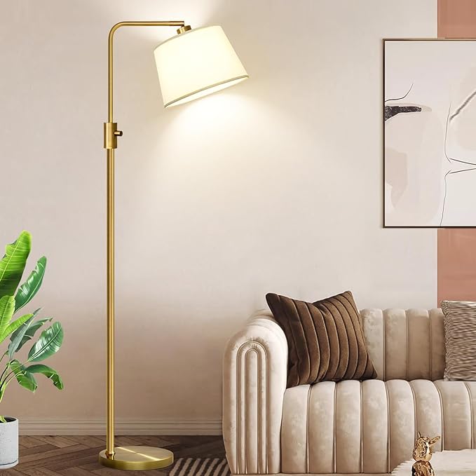 Nintiue Dimmable Floor Lamp, 1000 LM LED Edison Bulb Included, Arc Floor Lamps for Living Room Modern Standing Lamp Tall Lamps for Living Room Bedroom-Brass - Bloomnest