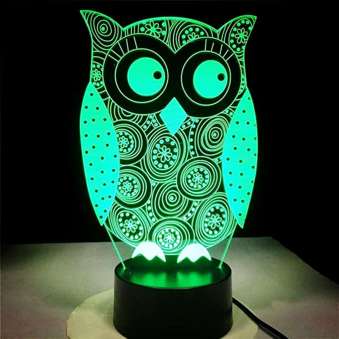 3D Owl Night Light led Lamp Illusion 7 Color Changing Touch Switch Table Desk Decoration Lamps Birthday Gift Acrylic Base USB Cable Toy - Bloomnest