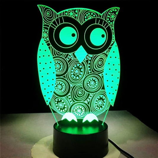 3D Owl Night Light led Lamp Illusion 7 Color Changing Touch Switch Table Desk Decoration Lamps Birthday Gift Acrylic Base USB Cable Toy - Bloomnest