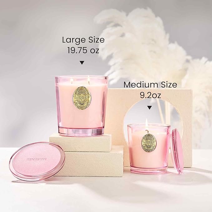 M&SENSE Natural Soy Candle | Jasmine & Pink | 9.2 oz, 50H Burn Time | Luxury Scented Candle for Relaxation, Gifting, Home Décor | Ideal for Bedroom, Office, Party Ambiance - Bloomnest