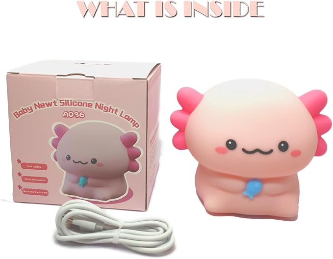 Axolotl Cute Cartoon Nursery Night Lights, Animal Design Safe Silicone Soft LED Nursery Lamp for Toddler Room Decoration - Bloomnest