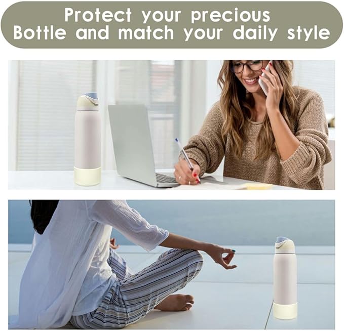 2PCS Silicone Water Bottle Boot, Compatible with Owala 24oz 32oz 40oz, Protective Anti-Scratch & Anti-Dent No Noise Sleeve Cover for FreeSip/Twist/Flip Water Bottles (Iced Breeze, 24oz) BKBY