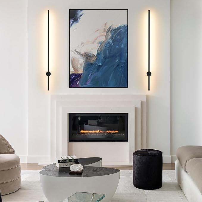 LED Wireless Wall Sconce with Remote Control, Dimmable/350° Rotate/Timing/USB Rechargeable Battery Powered Indoor Wall Lamps, 39.9 inch Black Wall Lights Set of Two for Hallway, Living Room, Bedroom - Bloomnest
