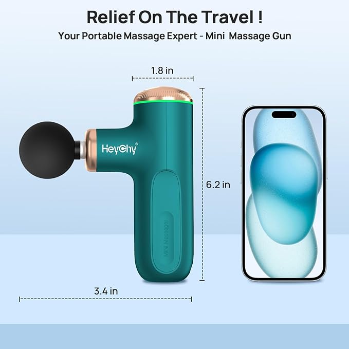 Massage Gun with Heat Function, 5 Adjustable Speed & 5 Massage Head for Deep Tissue Pain Relief, Portable Muscle Massager for Athletes, Compact Percussion Gun - Bloomnest