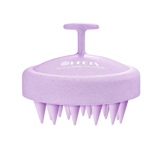 HEETA Scalp Massager Hair Growth, Soft Silicone Scalp Scrubber Shampoo Brush for Exfoliation, Dandruff Removal & Head Massage Stress Relax, Wet & Dry Use for Thick, Thin Hair Care, Wheat Straw Purple HEETA