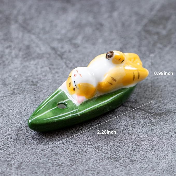 Set of 3, Japanese Mini Cute Kitty Cat Handmade Ceramic Incense Stick Holder or Incense Burner Holder, Adorable Animal Theme Inscent Tray for Home Decor Yoga Spa Meditation, 1.57 inch - Bloomnest