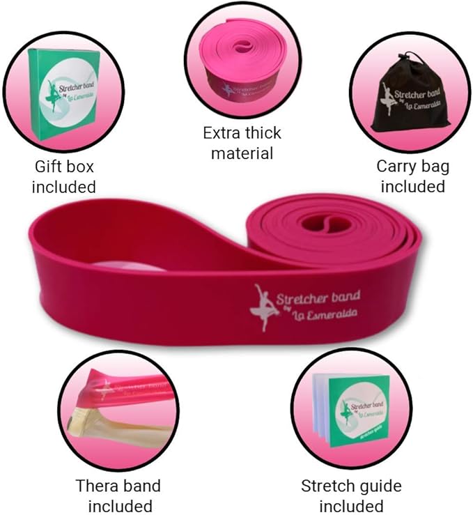 La Esmeralda Stretch Bands Set of 2 for Ballet, Dancers, Gymnastics .Resistance Bands to Improve Flexibility, Splitting and Strenght. 3 Colors, Gift Box, Instruction Booklet, Carry Bag Including. - Bloomnest