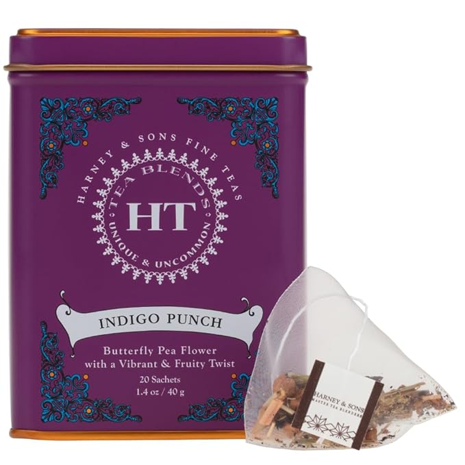 Harney & Sons Indigo Punch, Butterfly Pea Flower Tea with Fruity Flavors, HT Line, 20 sachets - Bloomnest