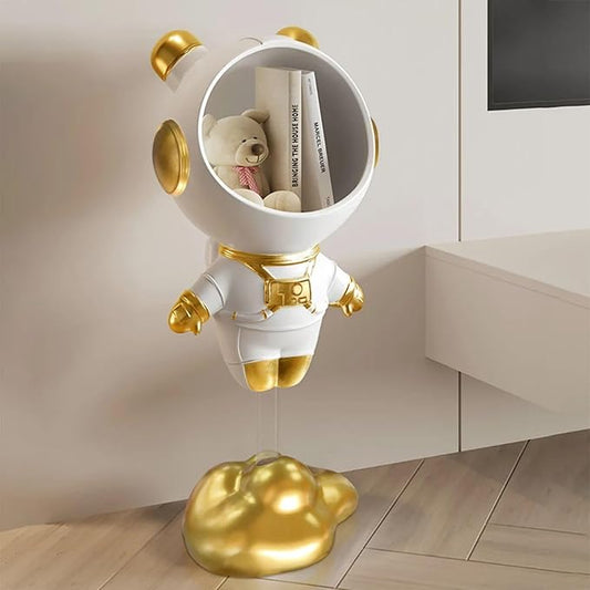 Modern Astronaut Statues White Spaceman Sculpture Floor Figurine Ornament End Side Table with Storage for Home Decoration - Bloomnest