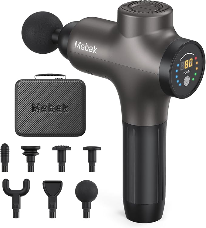 Mebak 3 Massage Gun, Massage Gun Deep Tissue for Athletes, Professional Muscle Percussion Massager, Massager for Shoulder Leg Back Body Pain Relief, Quiet Portable Sport Tool, Gifts for Him - Bloomnest