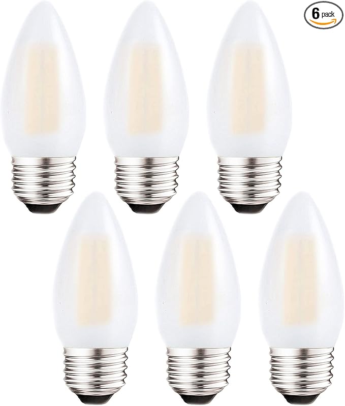 Dimmable LED Candelabra Light Bulbs 40W Equivalent E26 Base, B11 LED Chandelier Candle Light Bulbs, Frosted E26 Medium Base Candelabra Bulb 2700K Warm White, 6 Pack - Bloomnest