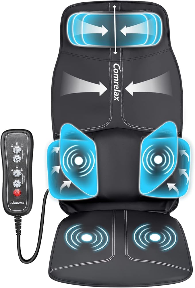 SLOTHMORE Vibration Back Massager with Adjustable Neck Pillow, Massage Chair Pad for Neck Waist HIPS Thighs to Release Stress and Fatigue, Chair Massager Seat Cushion for Home Office use Ideal Gifts - Bloomnest