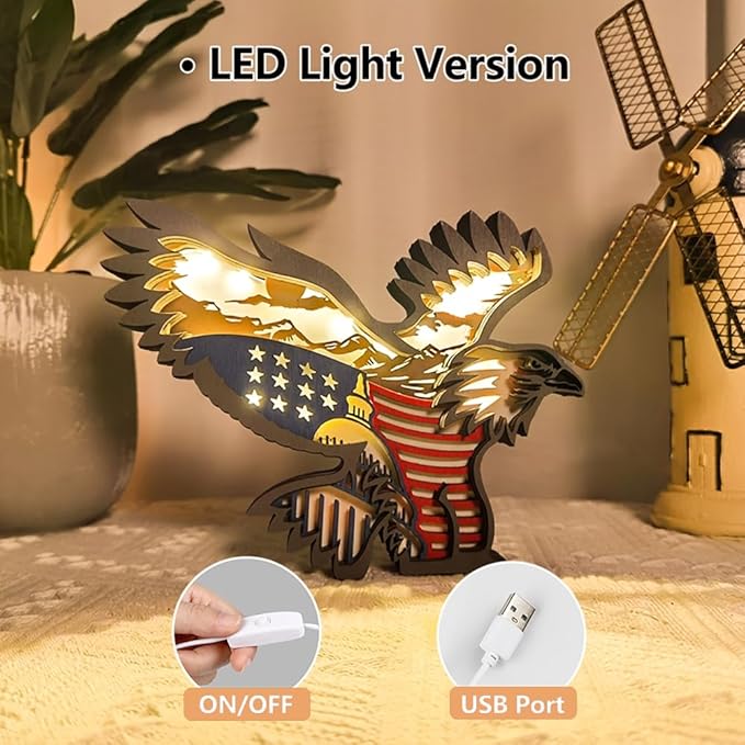3D Wooden Animal Carving LED Night Light, Wood Carving Light, Modern Home Decoration, Decorative Tables, Cabinets, Living Rooms, Bedrooms, Offices, Farmhouses, Bookshelves, Perfect Holiday Gifts - Bloomnest