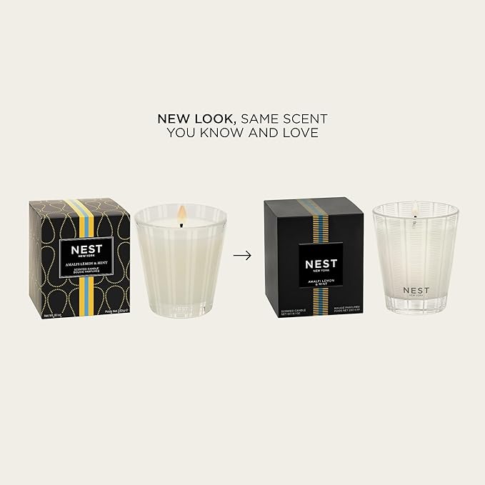NEST New York Scented Classic Candle, Amalfi Lemon & Mint - 8.1 oz - Up to 60-Hour Burn Time - Reusable Glass Vessel - Bloomnest