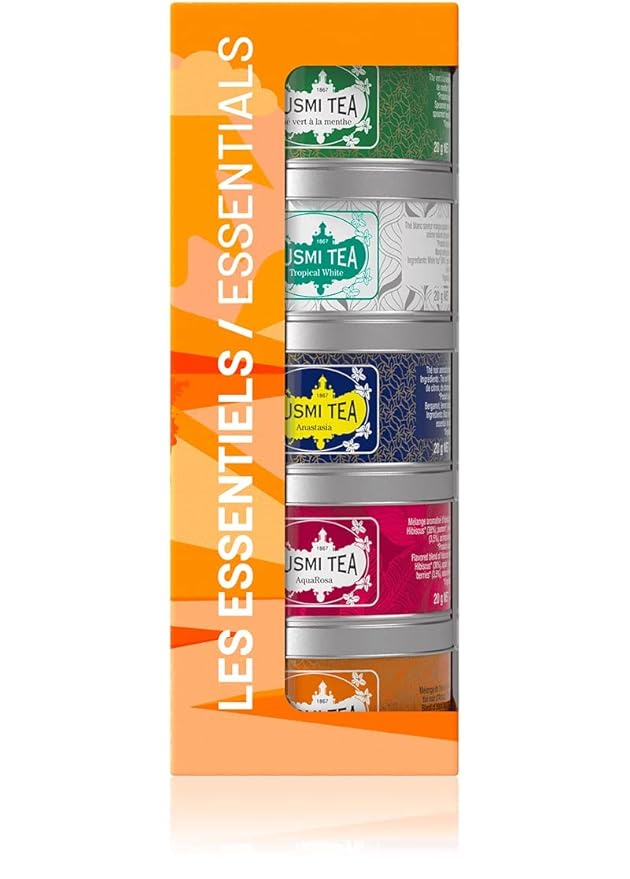Kusmi Tea - Sampler Assortment Variety Box - Gift Idea for Men and Women - Organic Tea - Green Tea, Black Tea, Herbal Tea, Detox - Loose Leaves - 5 Tins of 0,9 oz - Bloomnest