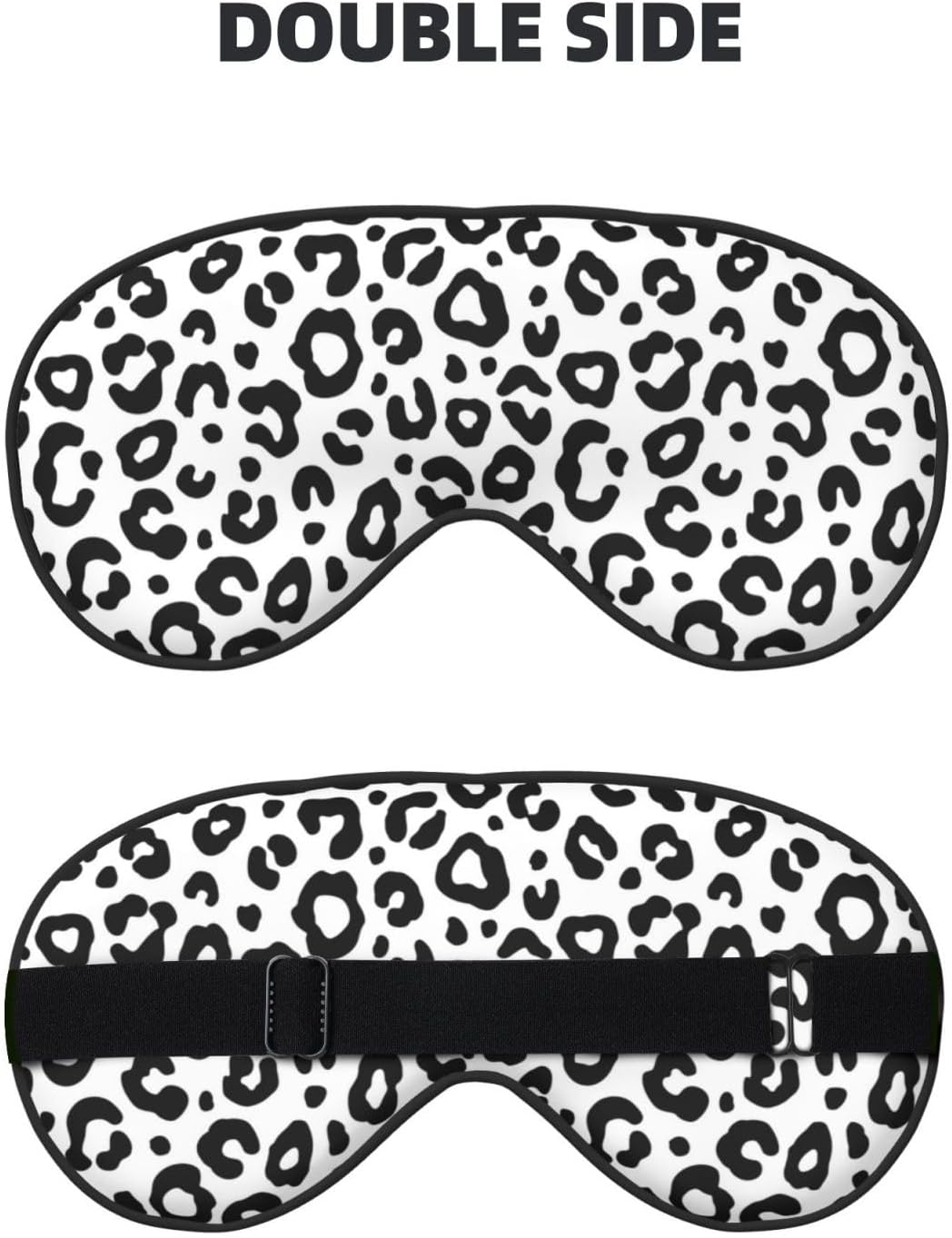 Sleep Eye Mask Black and White Leopard Sleep Mask for Women Men Comfortable Eye Mask with Adjustable Strap Soft Eye Cover Blindfold for Travel Yoga Nap Shift Work