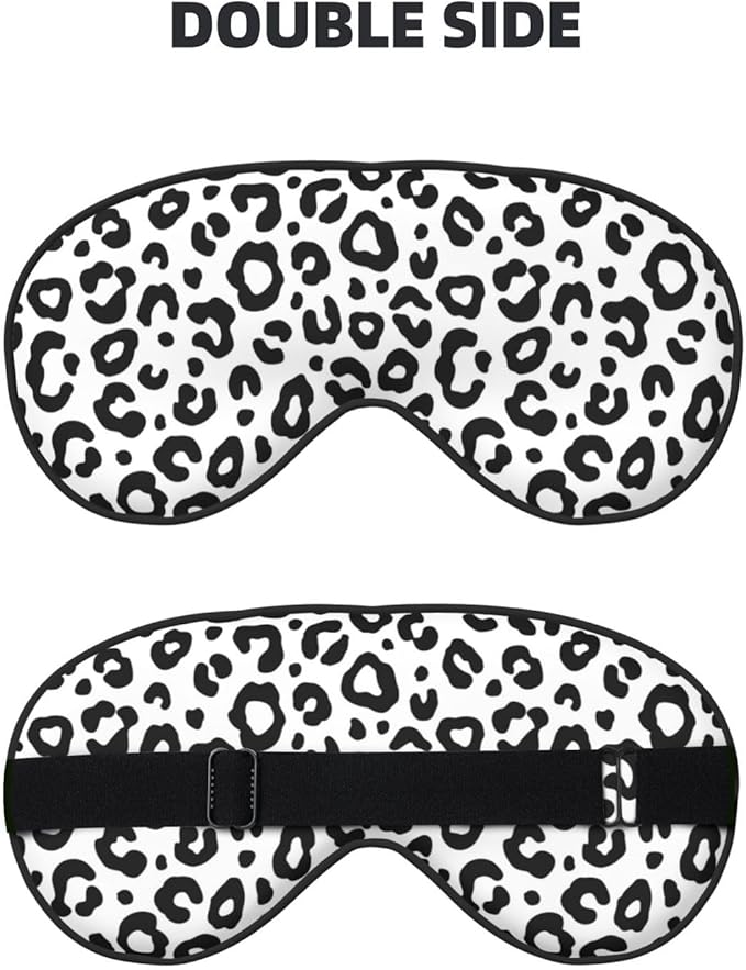 Sleep Eye Mask Black and White Leopard Sleep Mask for Women Men Comfortable Eye Mask with Adjustable Strap Soft Eye Cover Blindfold for Travel Yoga Nap Shift Work - Bloomnest