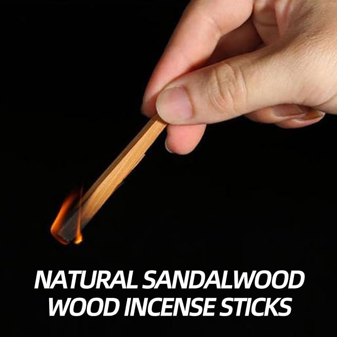 Sandalwood Sticks Incense Wood Smudge Sandal Powder-Bag Incense Sandalwood Wood Fragrant Palo Santo Stick Burning Strips for Fragrance Home Relaxation and Meditation Abaodam