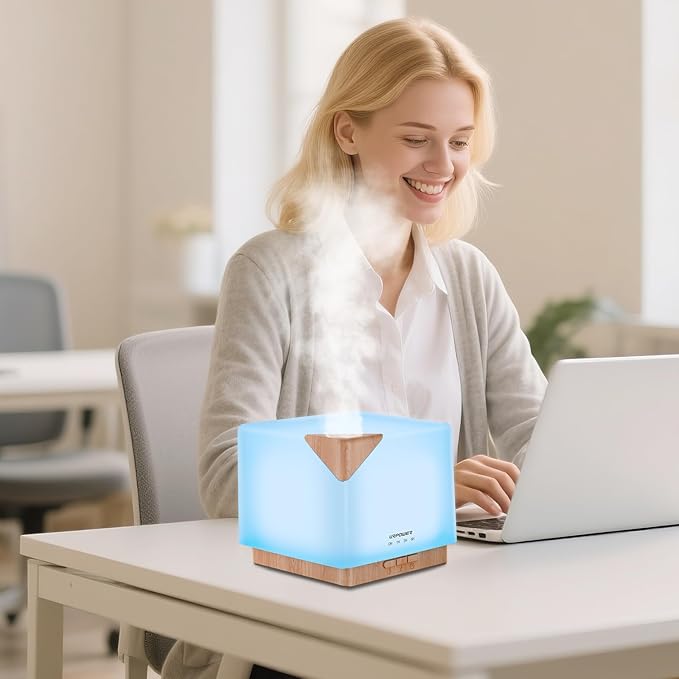 URPOWER Aromatherapy Essential Oil Diffuser Humidifier, 700ml Large Capacity Modern Ultrasonic Aroma Diffusers Running 20+ Hours with Adjustable Mist Mode/4 Timer Settings for Home Office Study - Bloomnest