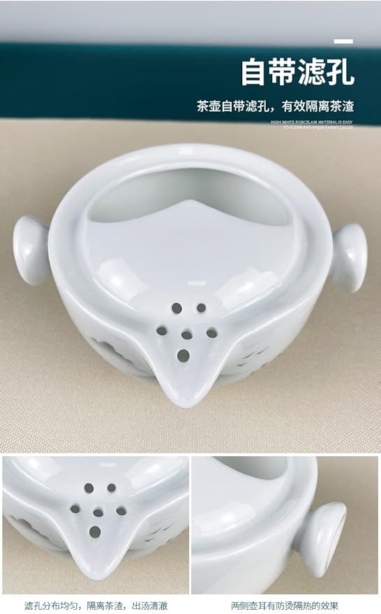 Convenient Teapot Cup Porcelain Teacup White Glazed Travel tea set (Landscape set) - Bloomnest